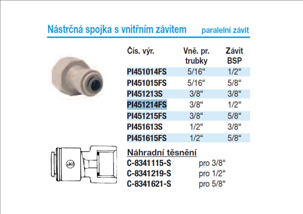 Obrázok 3 - Spojka John Guest PI451215FS Nástrčna spojka s vnút. závitom 3/8” x  5/8” BSP